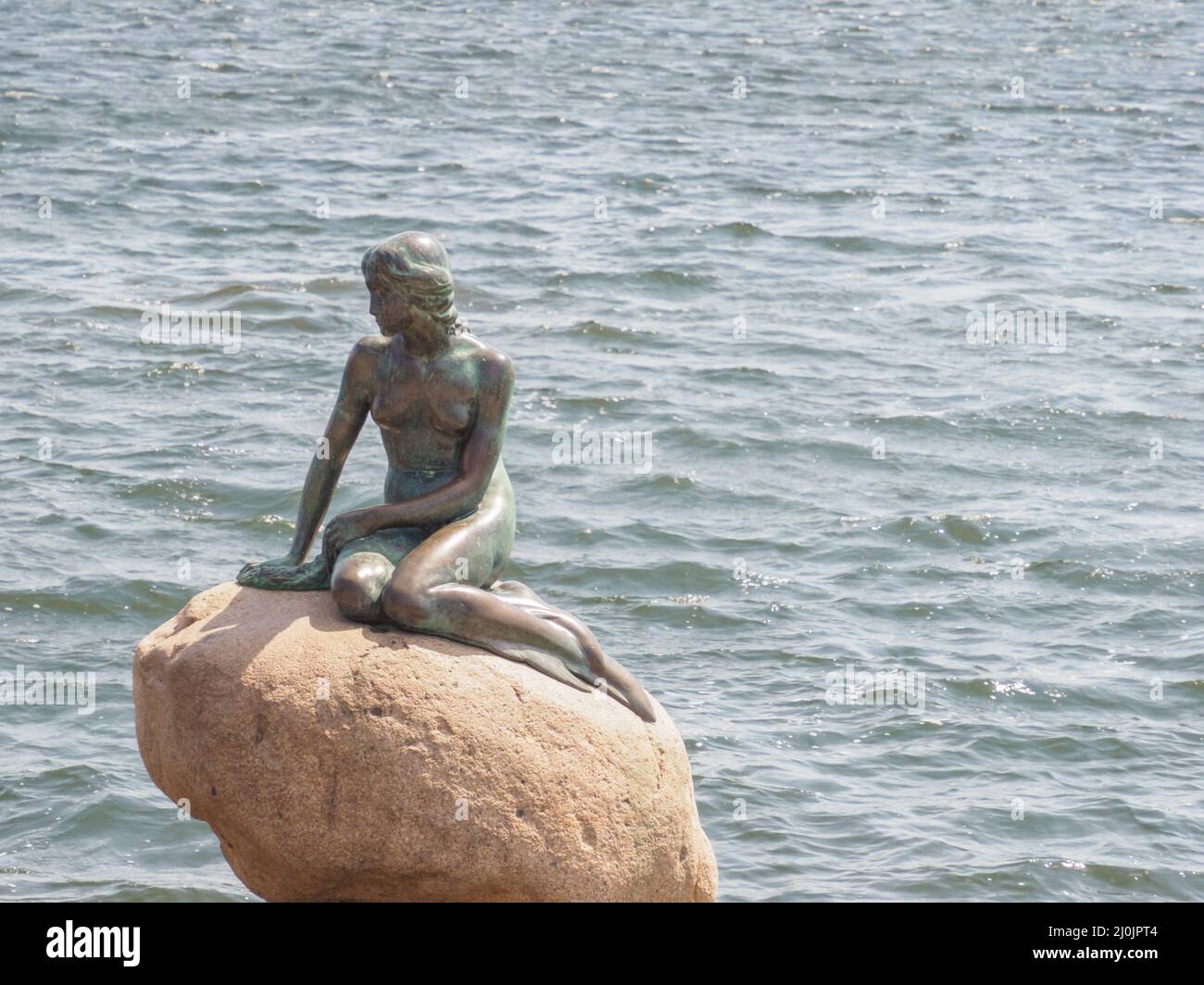 Copenhagen, Denmark - July, 2021:The bronze statue of the Little ...