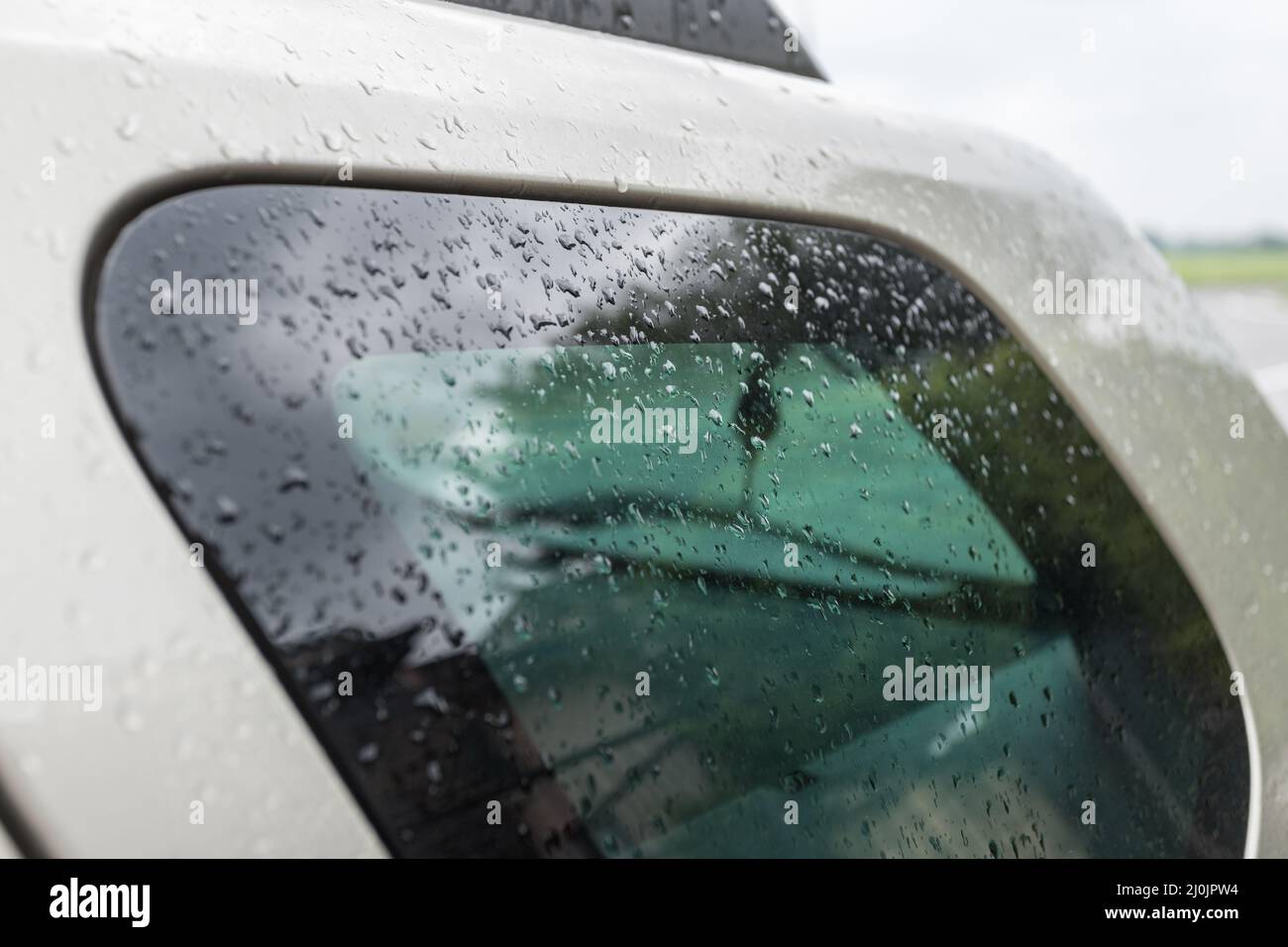 Raindrops on the car window Stock Photo