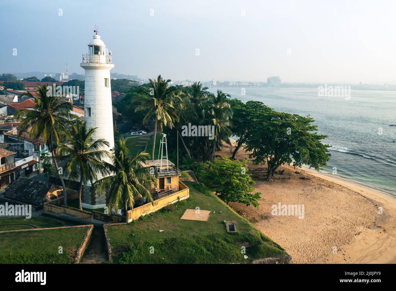 Galle Aerial View. The Fort Galle and Lighthouse. Sri Lanka. - Stock Image