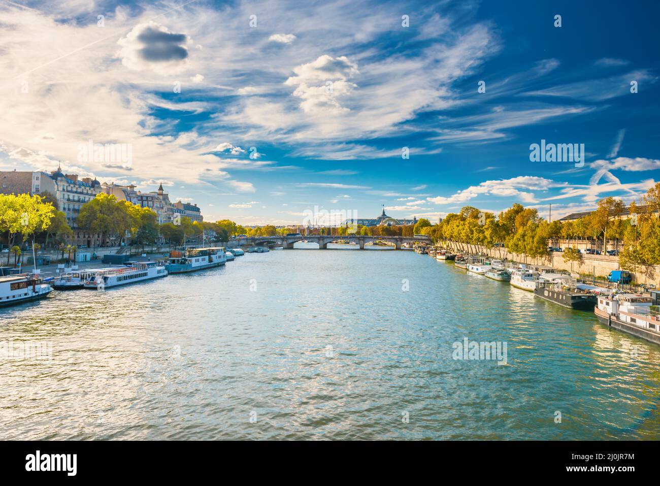 Paris cityscape with view over Seine river Stock Photo