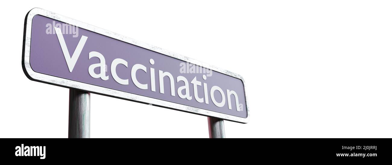 Sign for vaccination and virus proteciton. 3D Rendering Stock Photo