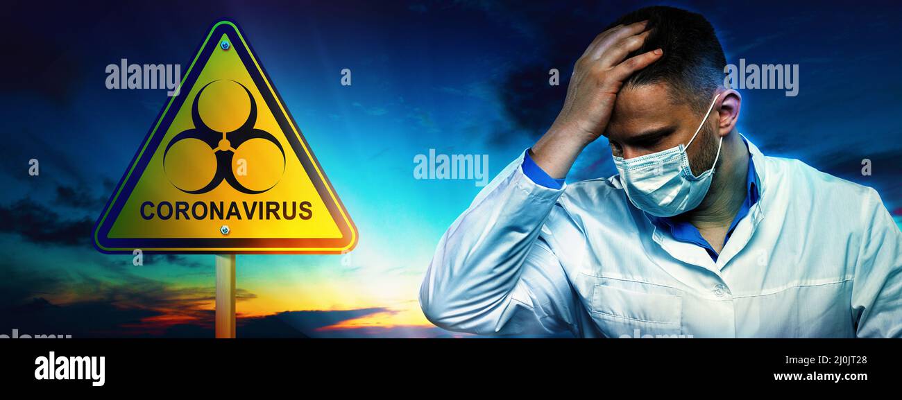 Young doctor against new Coronavirus 2019-nCoV infection. 3D illustration Stock Photo
