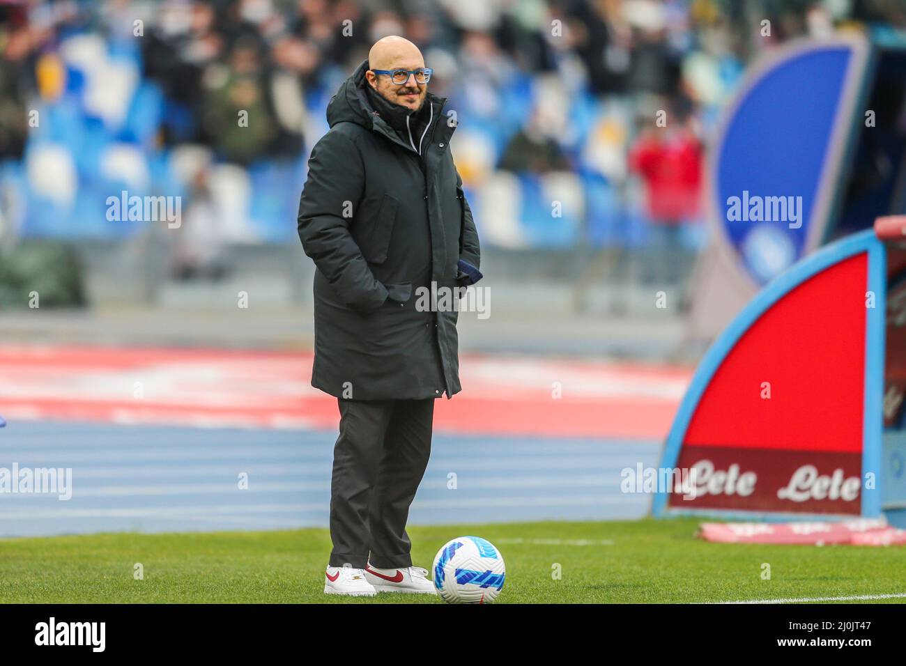 Udinese sporting director Pierpaolo Marino during the Serie A football match between SSC Napoli and Udinese. Napoli won 2-1 Stock Photo