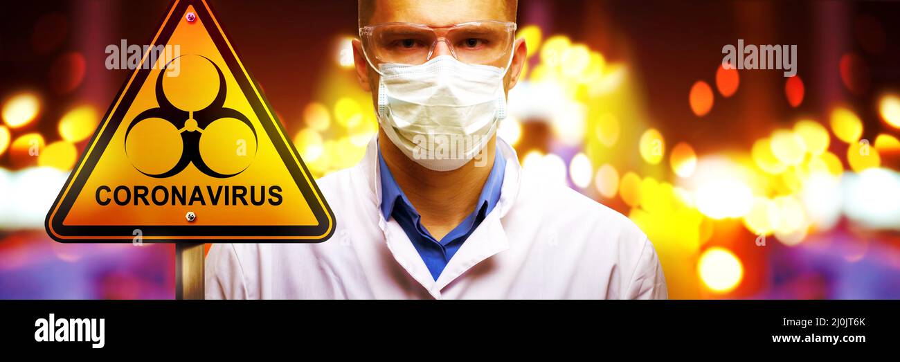 Young doctor against new Coronavirus 2019-nCoV infection. 3D illustration Stock Photo