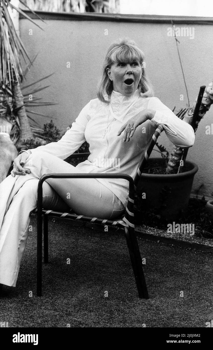 American singer and actress Doris Day at her home in Beverly Hills, Los Angeles.26th August 1980. Stock Photo