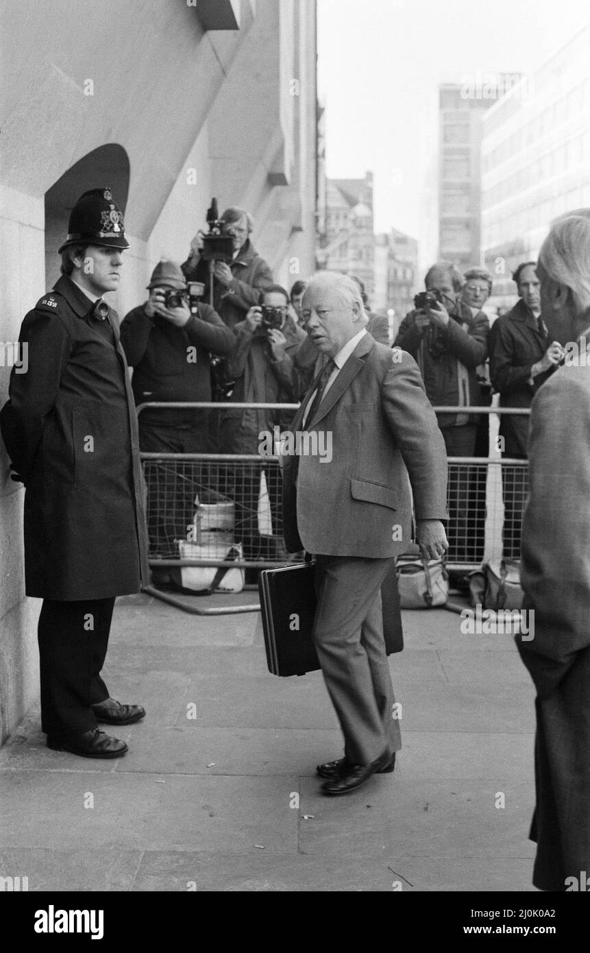 Scenes outside the Old Bailey during the first day of the Peter