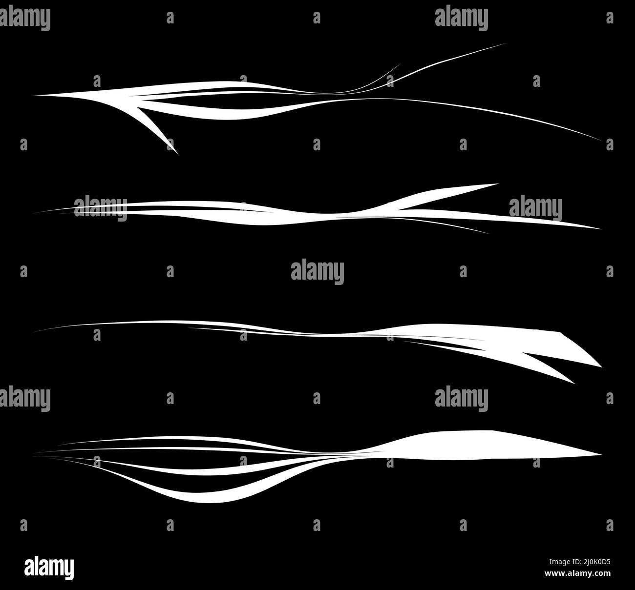 Wiggle, wobble squiggly lines, stripes divider set stock vector