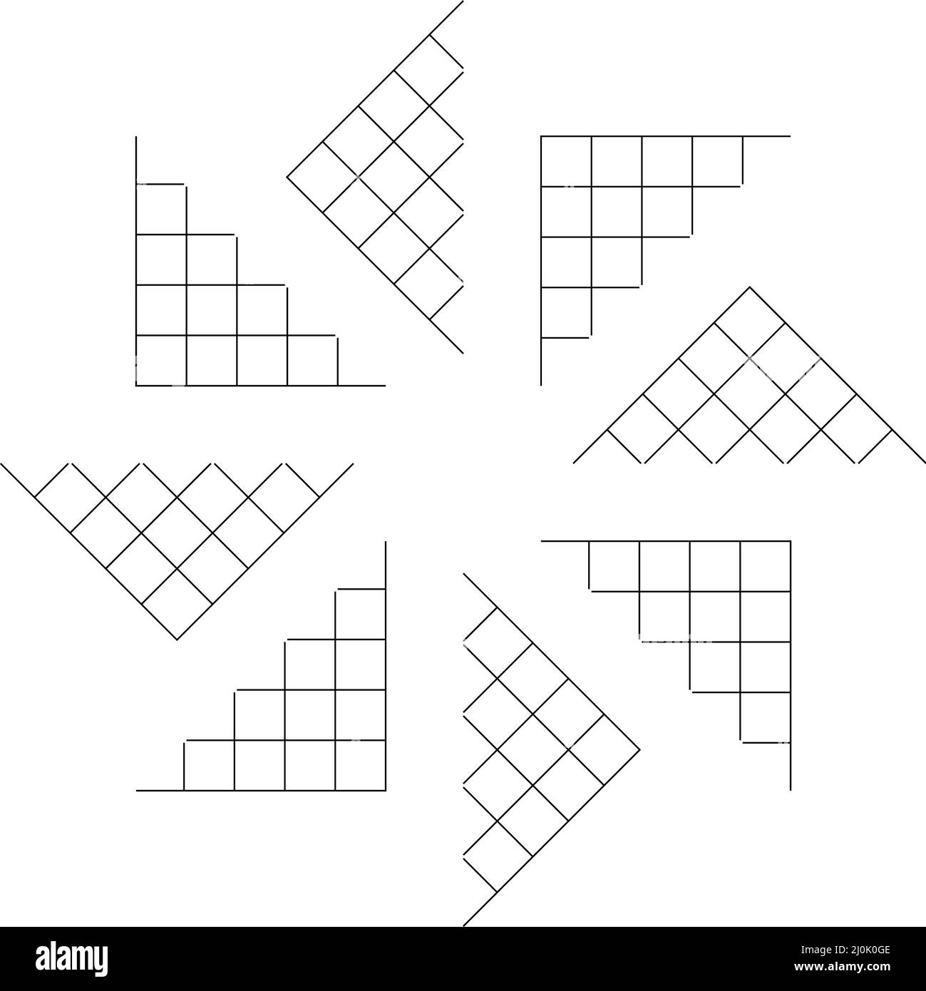Mirrored, tweaked irregular grid, mesh, grating and lattice geometric ...