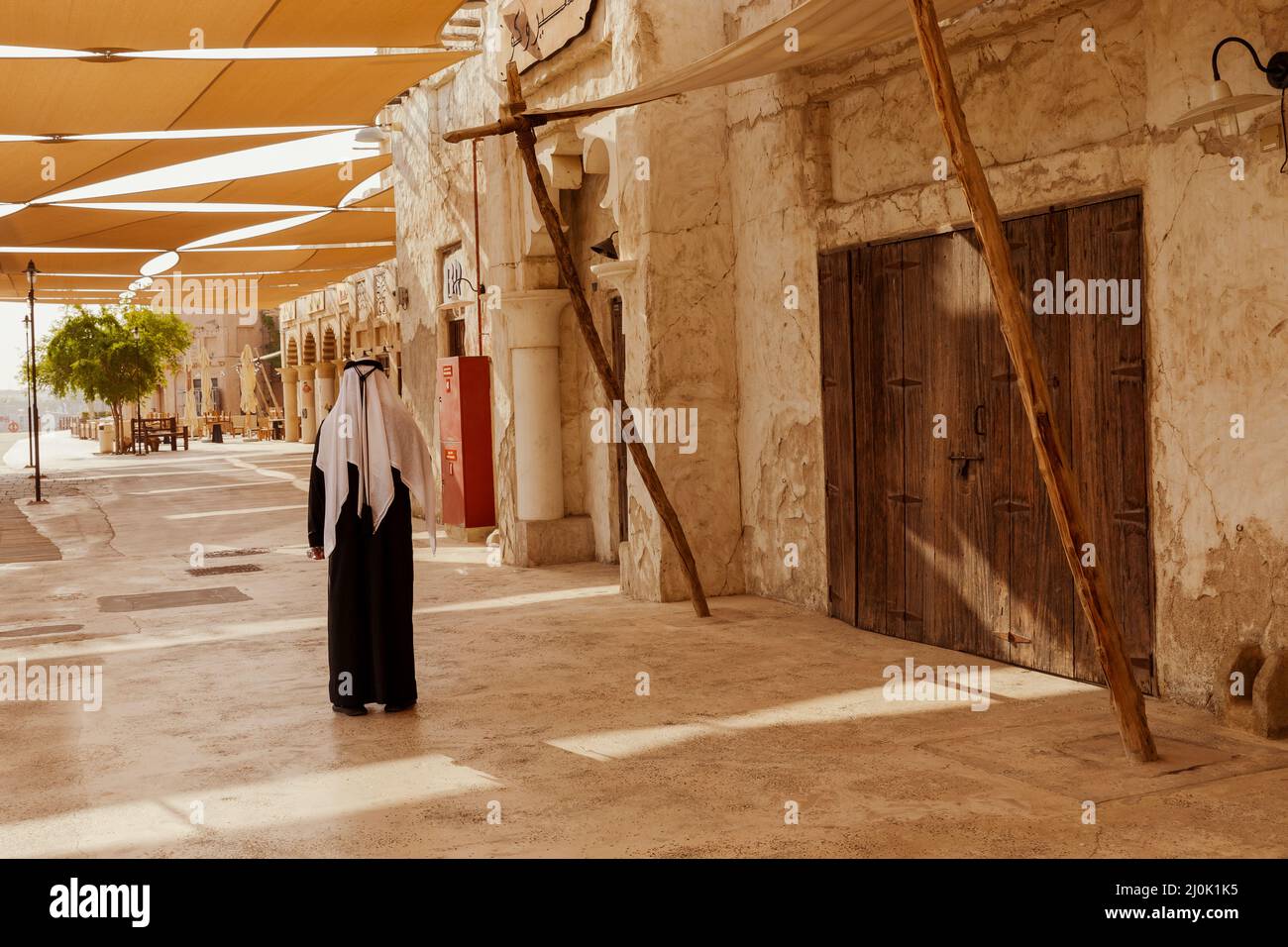 Al Seef Traditional Historical District Arabic Architecture. Dubai Deira Old Town. United Arab Emirates. Middle East. - Stock Image