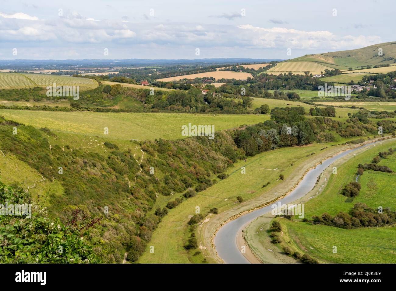 View of the Cuckmere river valley from High and Over viewpoint in Sussex Stock Photo