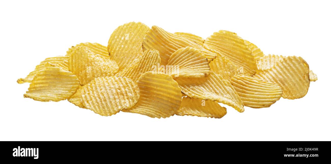 Ridged potato chips isolated on white background Stock Photo Alamy