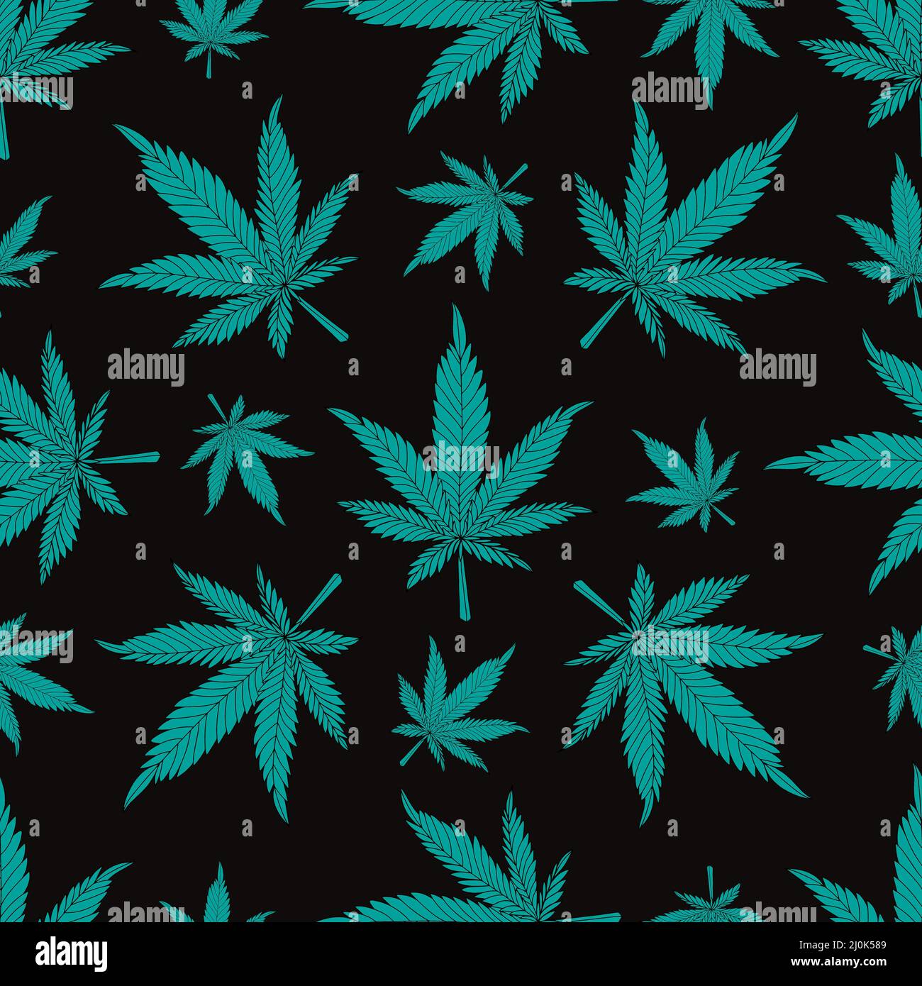 Cannabis pattern.hemp leaves on a black background Stock Photo