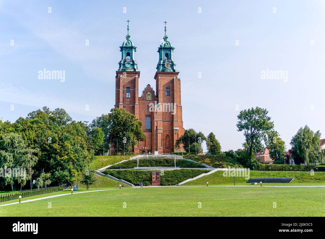 Horizontal view of the Royal Gniezno Cathedral in central Poland Stock Photo