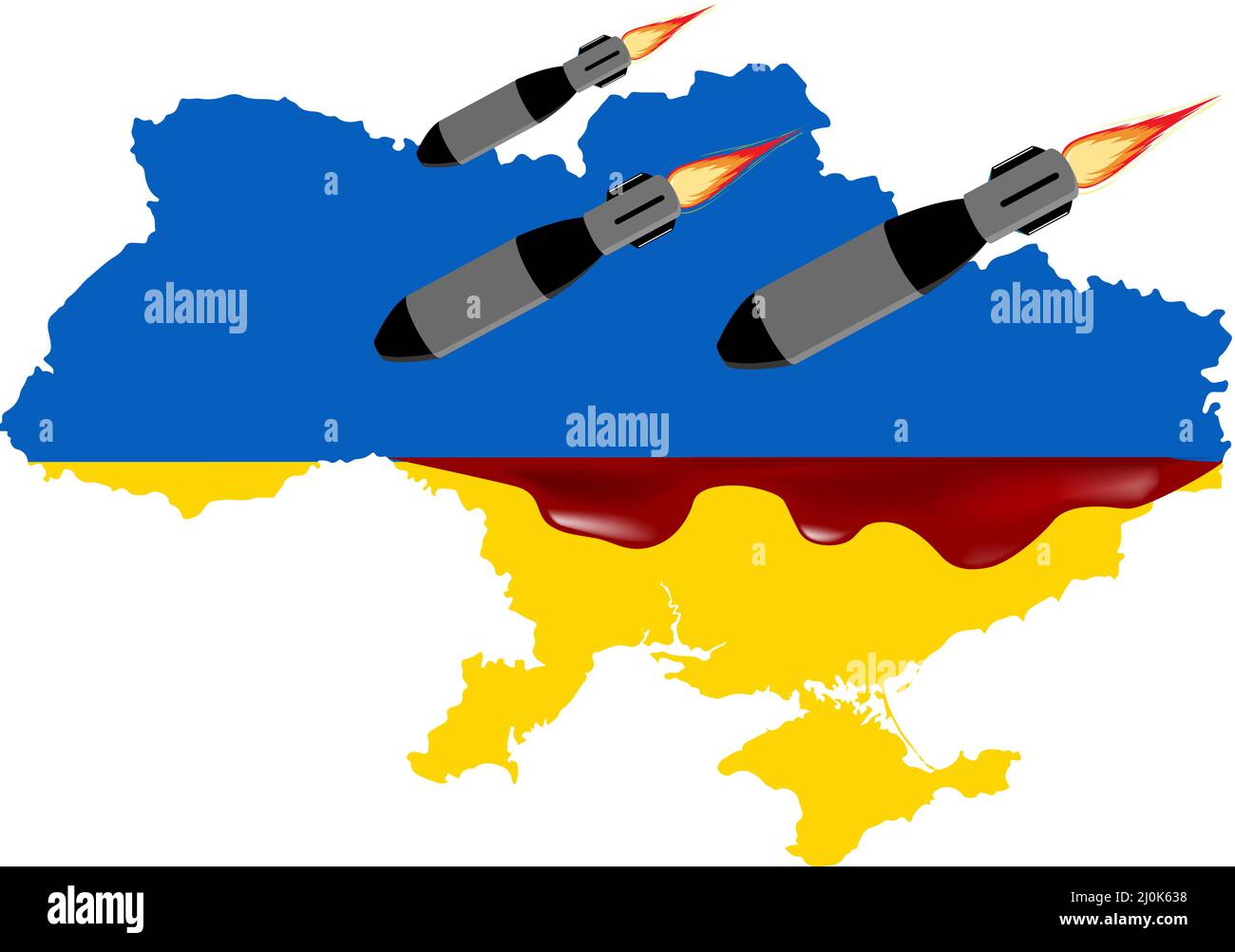 Russian missiles strike Ukrainian cities. Stop the Russian invasion, stop the war Stock Vector
