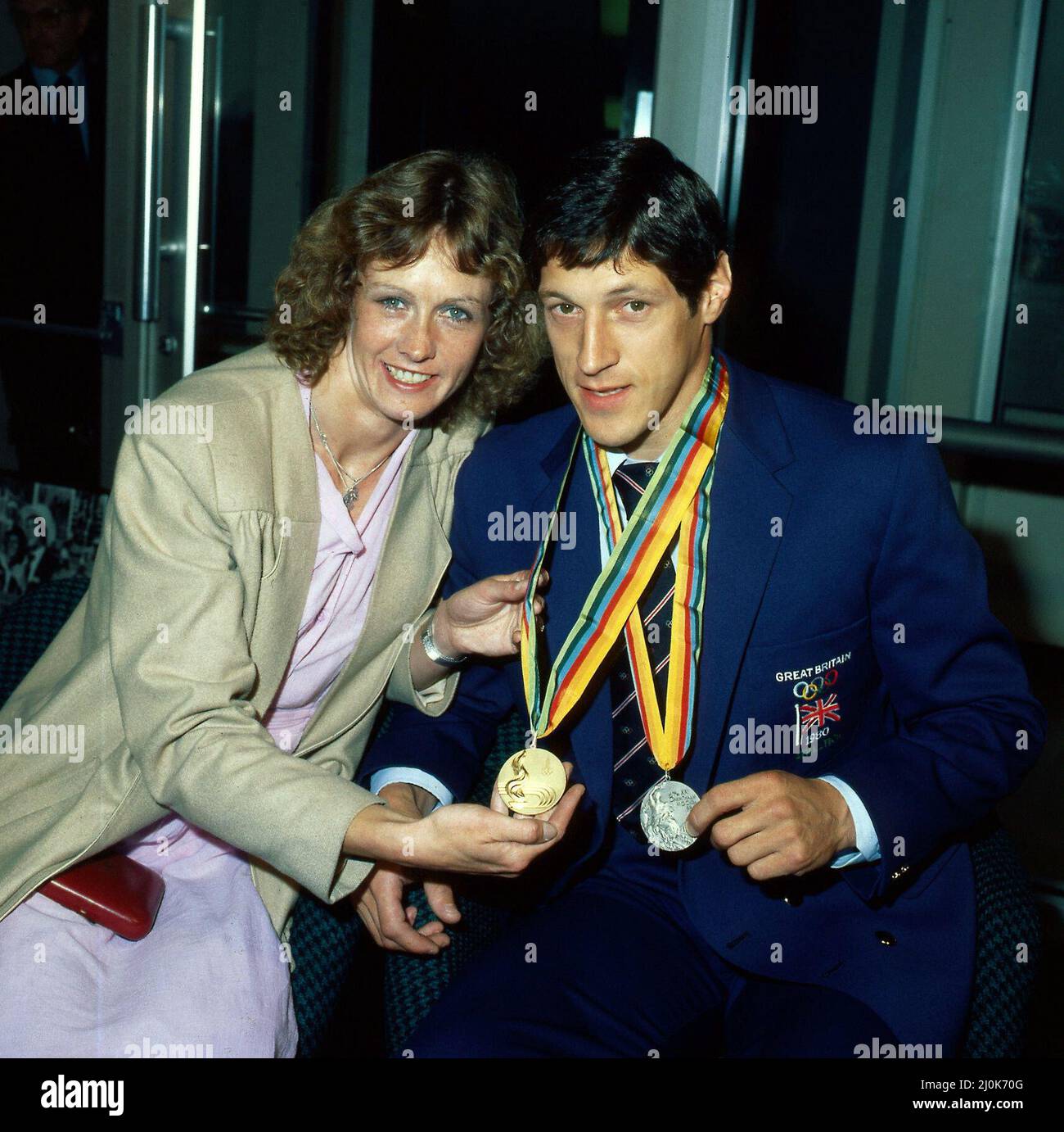 Alan Wells and his wife after Olympic Games August 1980 Stock Photo