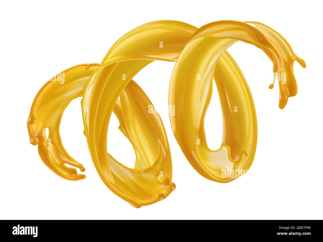 Orange juice splash isolated on white background Stock Photo