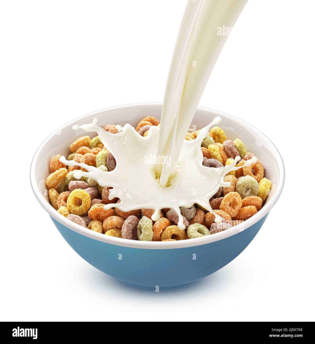 Breakfast Cereal with Milk Pour Stock Image - Image of morning