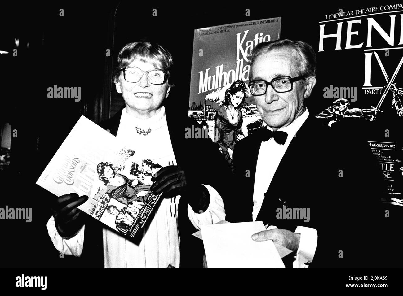 Writer Catherine Cookson attends the opening night of the stage version of her book Katie Mulholland at Newcastle Playhouse 29 September 1980 - Catherine with husband Tom Stock Photo