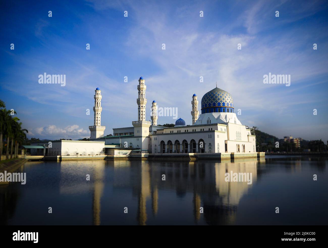 Scenic view of the Kota Kinabalu City Floating Mosque, Sabah Borneo, East Malaysia Stock Photo
