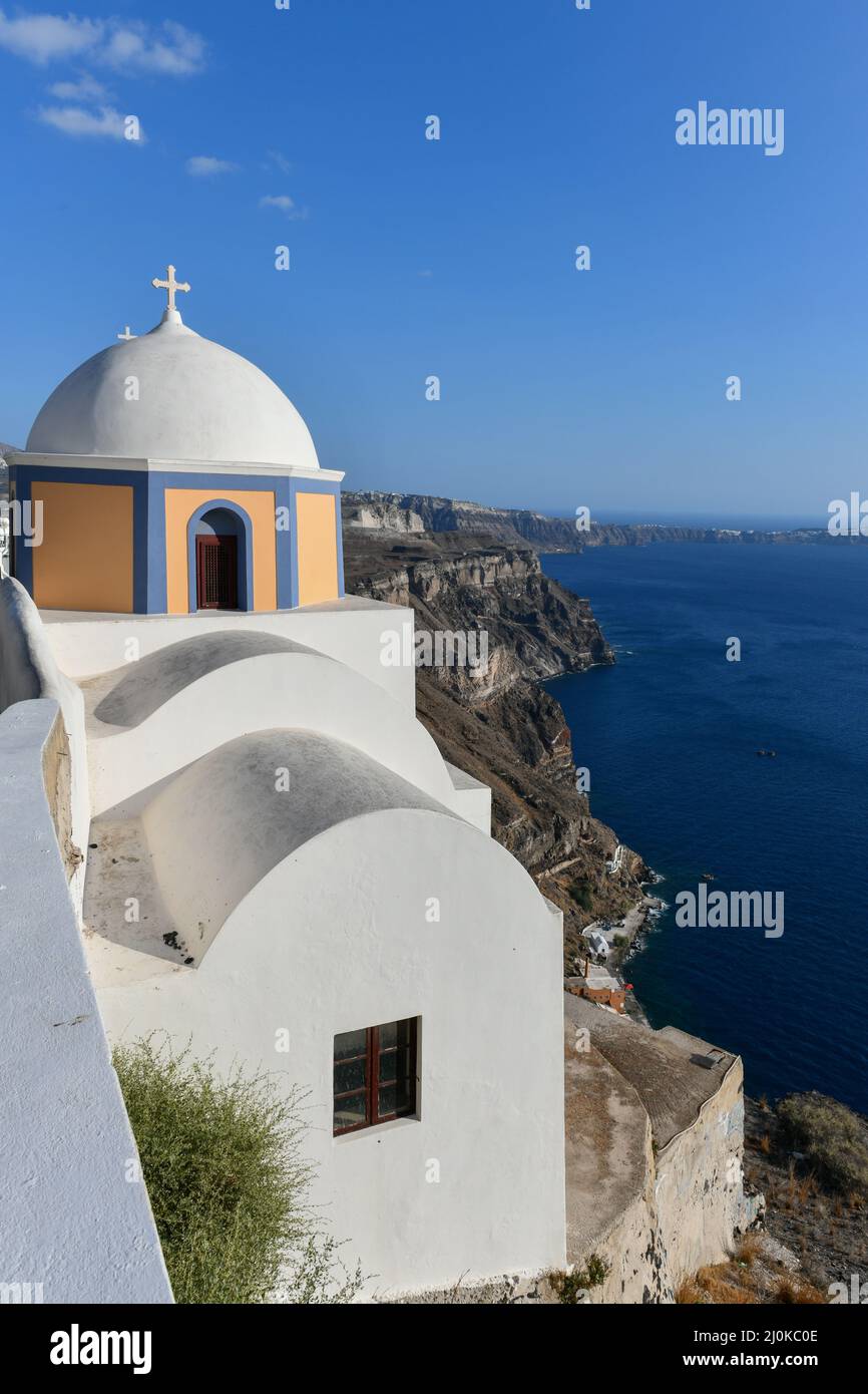 Catholic church of St Stylianos in Firostefani, Santorini, Greece ...