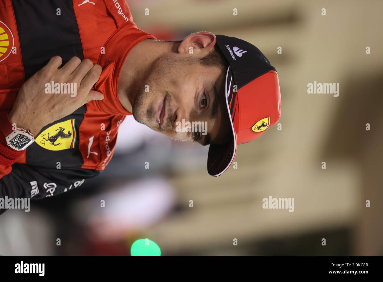 LECLERC Charles (mco), Scuderia Ferrari F1-75, portrait during the Formula 1 Gulf Air Bahrain Grand Prix 2022, 1st round of the 2022 FIA Formula One World Championship, on the Bahrain International Circuit, from March 18 to 20, 2022 in Sakhir, Bahrain - Photo: Dppi/DPPI/LiveMedia Stock Photo