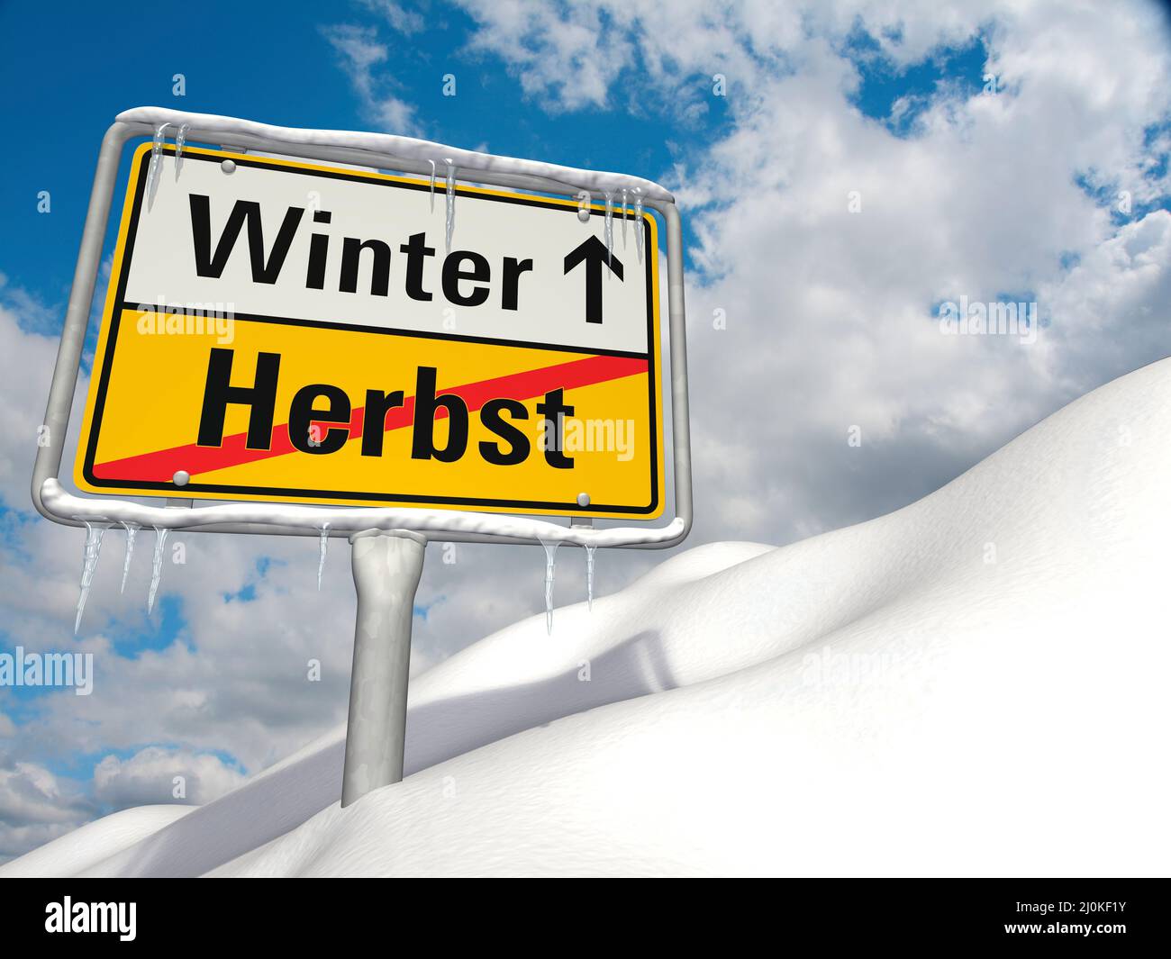 Symbolic image on the topic of the beginning of winter. Stock Photo