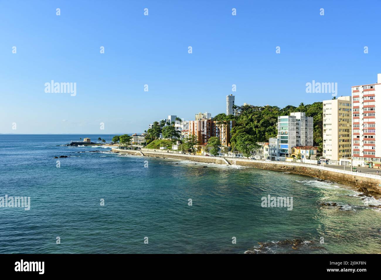 Top view of the seafront in the Barra district of Salvador Stock Photo