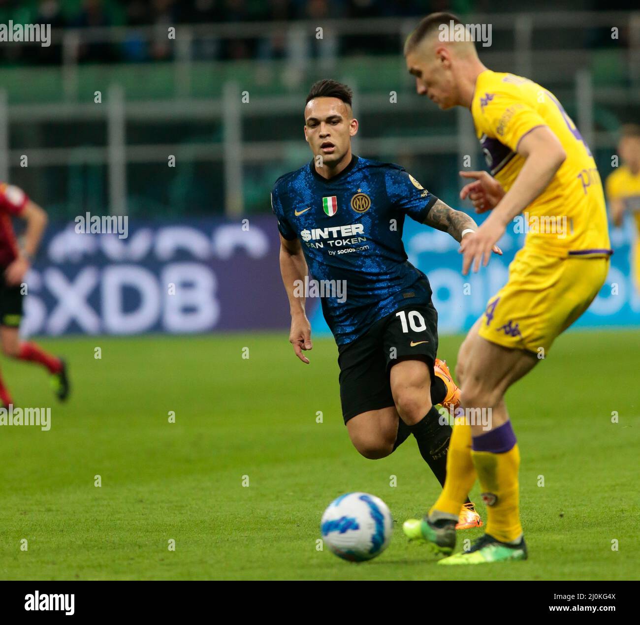 Fc Inter and Ac Fiorentina, 29 March 2022, San Siro Stadium, Milano. Italy Stock Photo