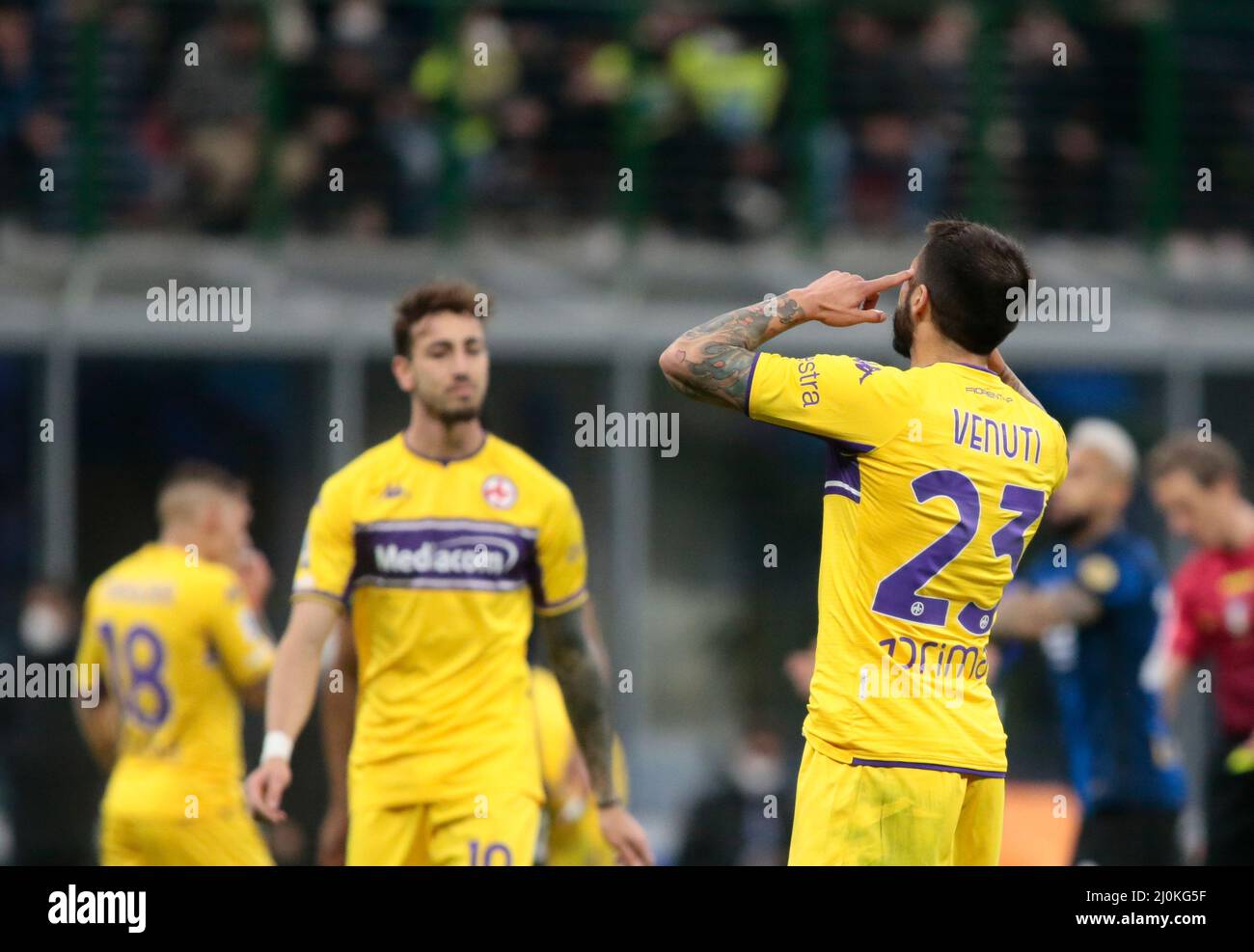 Fc Inter and Ac Fiorentina, 29 March 2022, San Siro Stadium, Milano. Italy Stock Photo