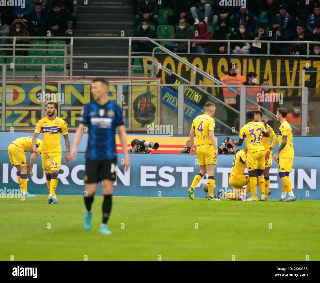 Fc Inter and Ac Fiorentina, 29 March 2022, San Siro Stadium, Milano. Italy Stock Photo