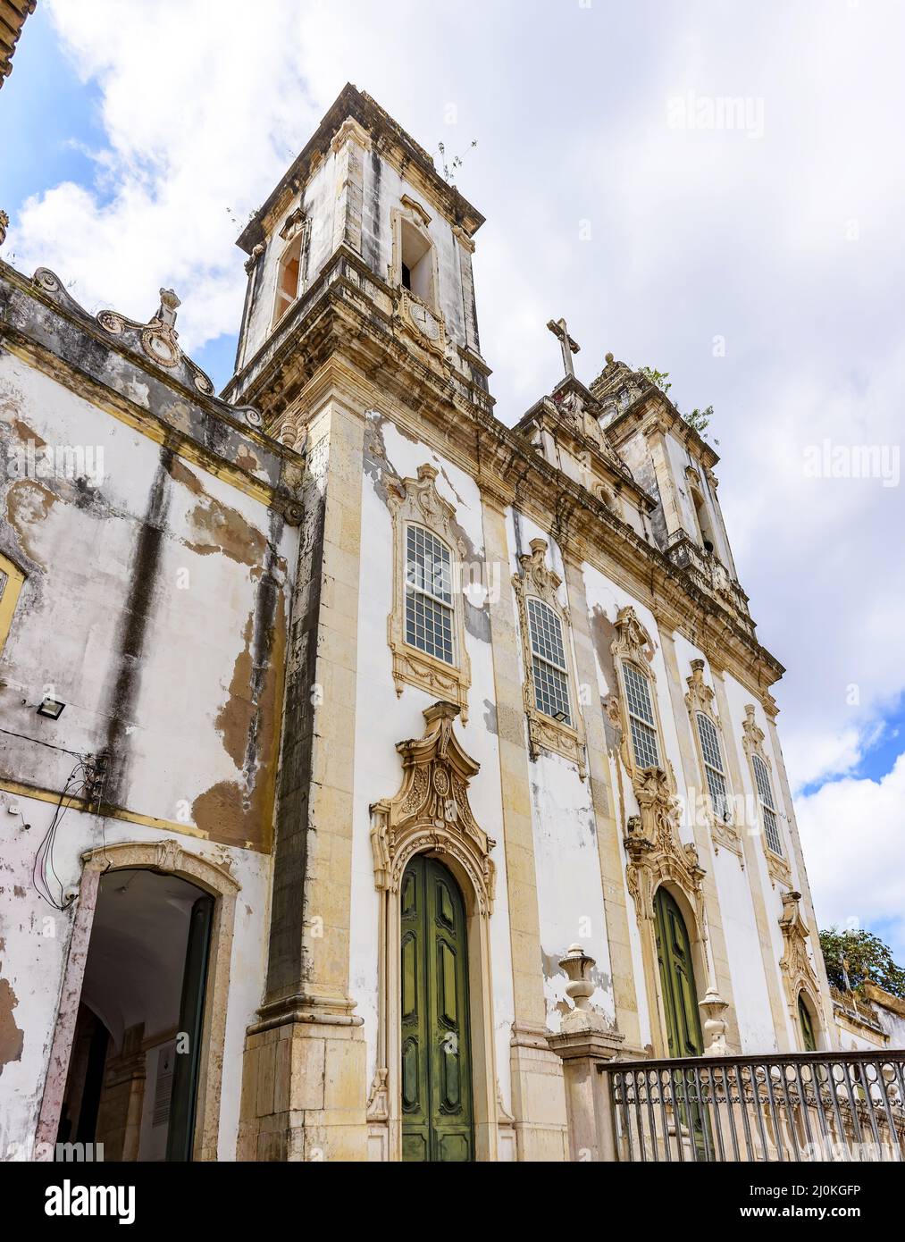 Old and historic church facade located in Salvador, Bahia Stock Photo