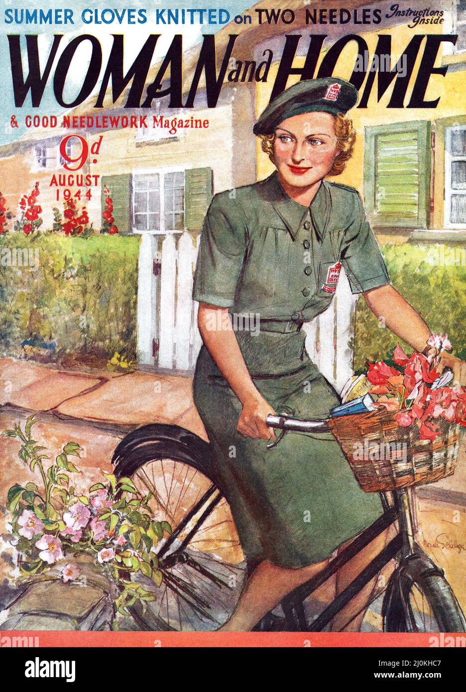 Vintage wartime magazine front cover of Woman And Home for August 1944. Stock Photo