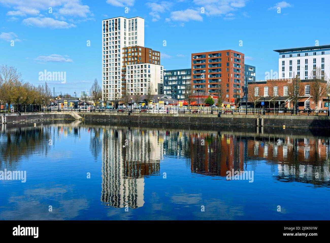 The X1 'The Gateway' and 'The Exchange' apartment blocks, from St