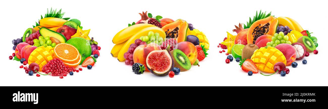 Fruits and berries isolated on white background Stock Photo