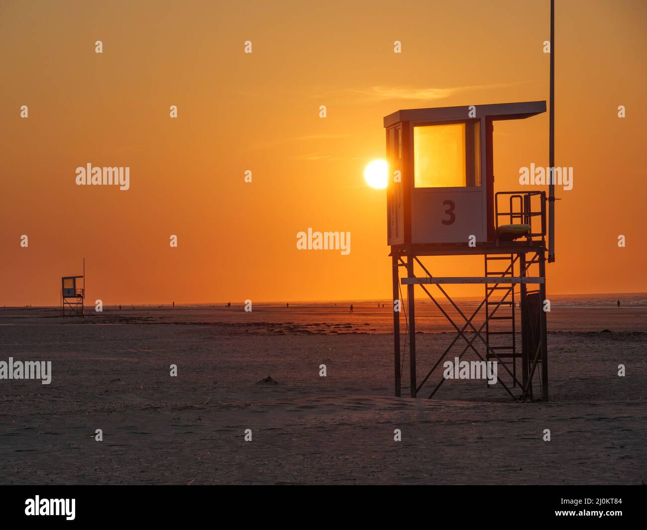 Sundown at the beach Stock Photo