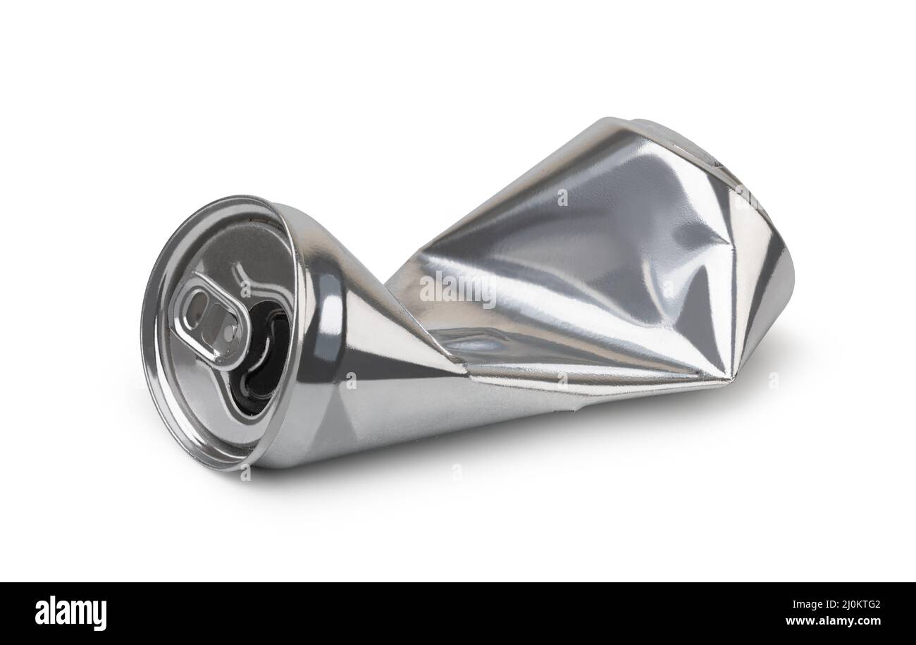 Crumpled empty beer can Stock Photo