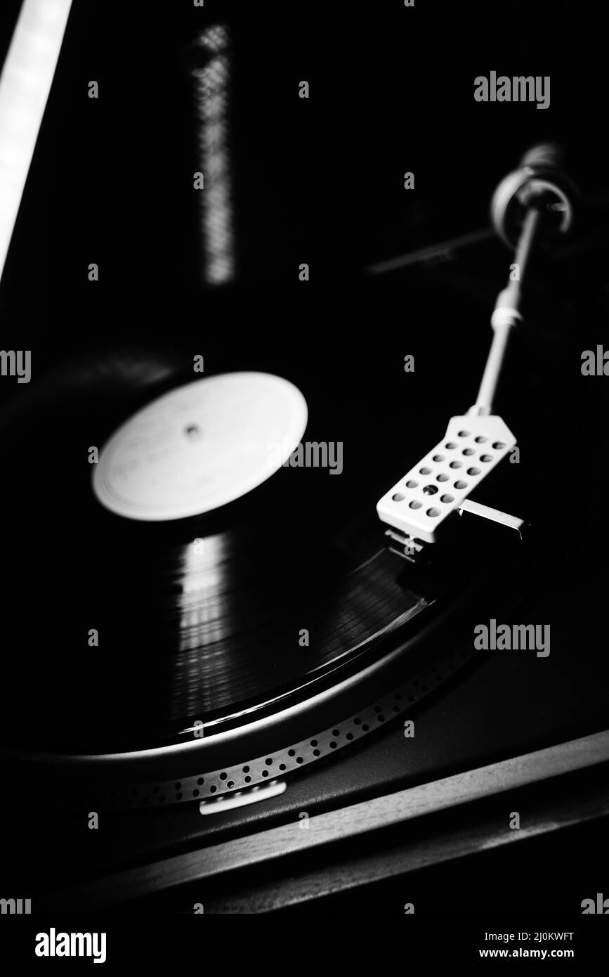 Turntable vinyl player Black and White Stock Photos & Images - Alamy