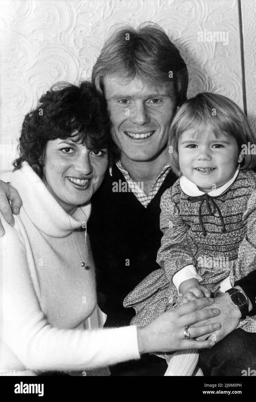 Rangers F.C's Dave MacKinnon with his wife Linda and two year old