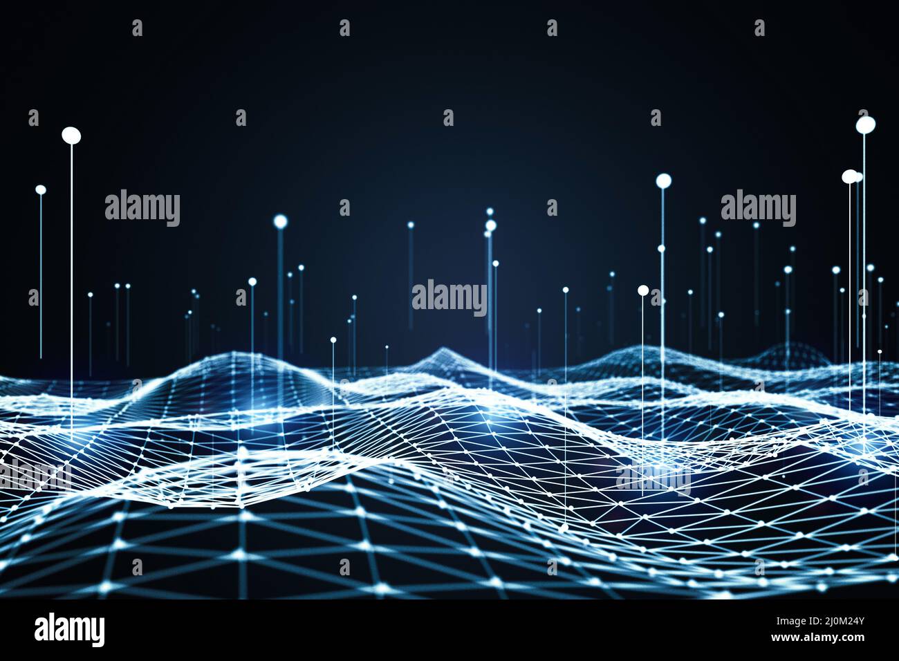 3d rendering big data visualization digital data threads plot network ...