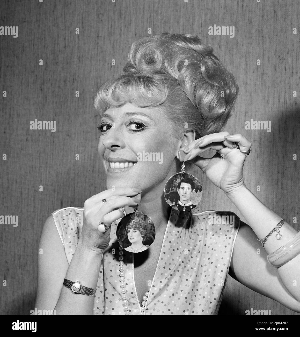 Julie Goodyear wearing the Charles and Diana earrings that she wore ...