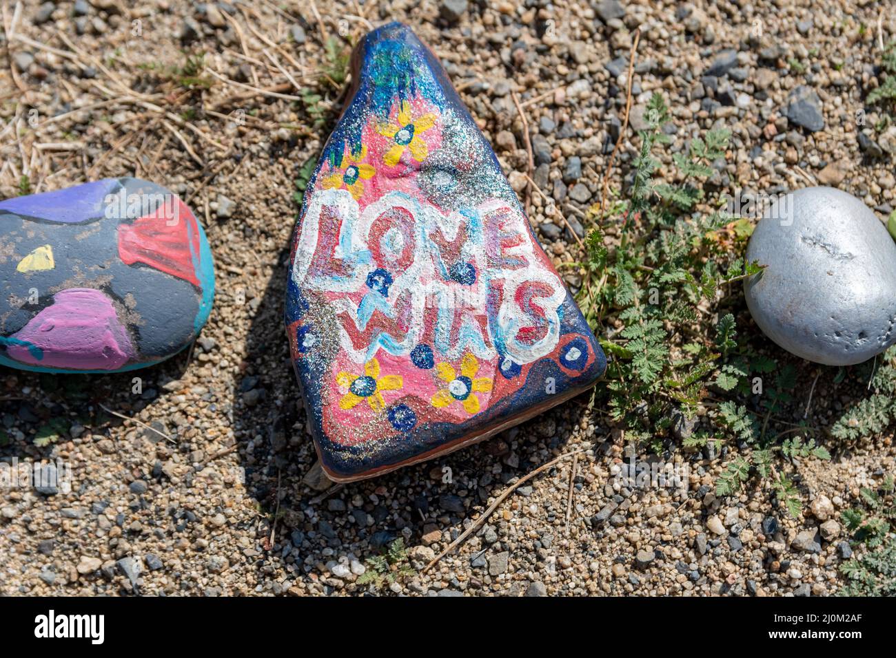 A beautiful different kinds of painted rocks in Lake Elsinore ...