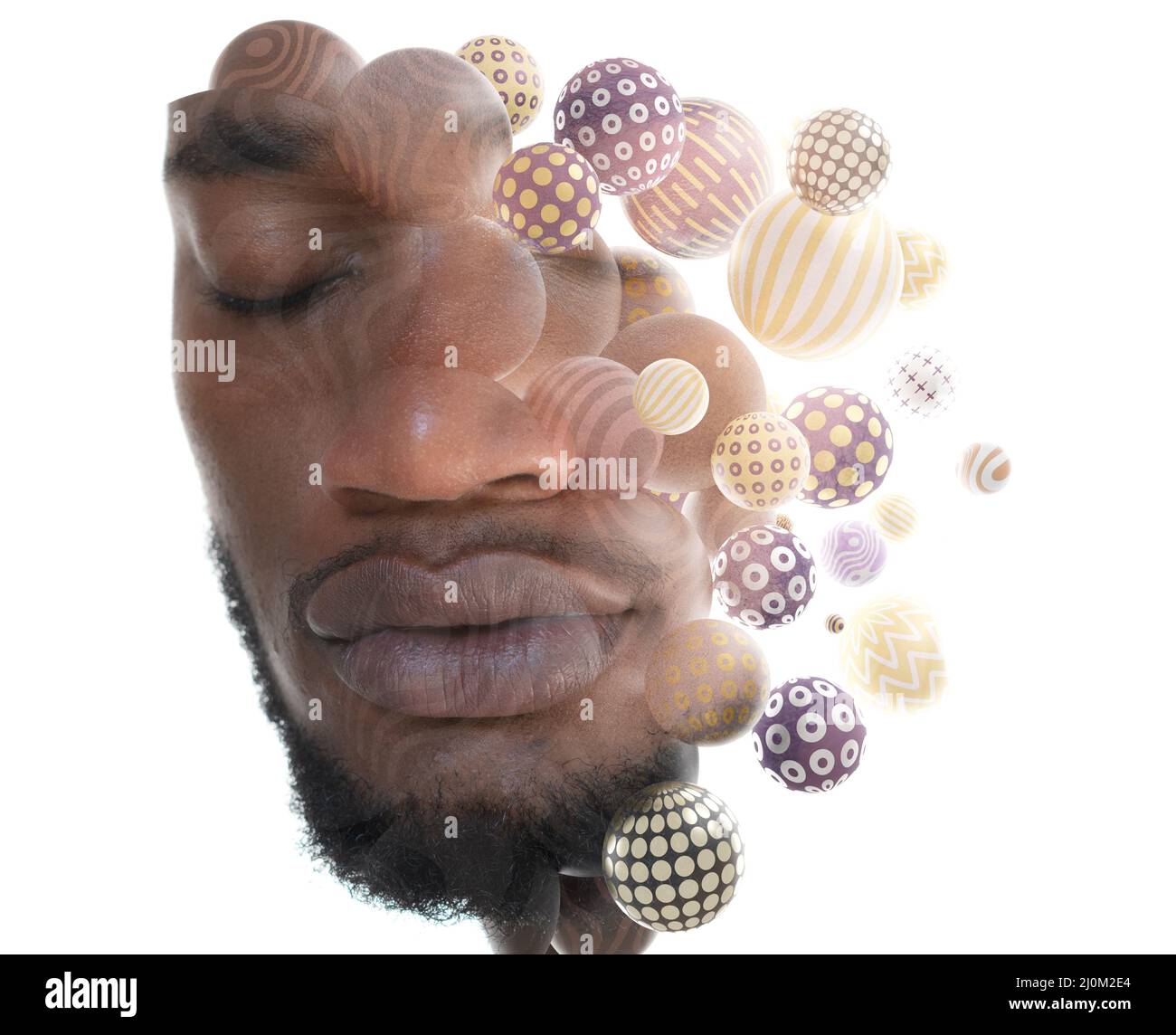 Digital graphics combined with a portrait of a young African American man Stock Photo