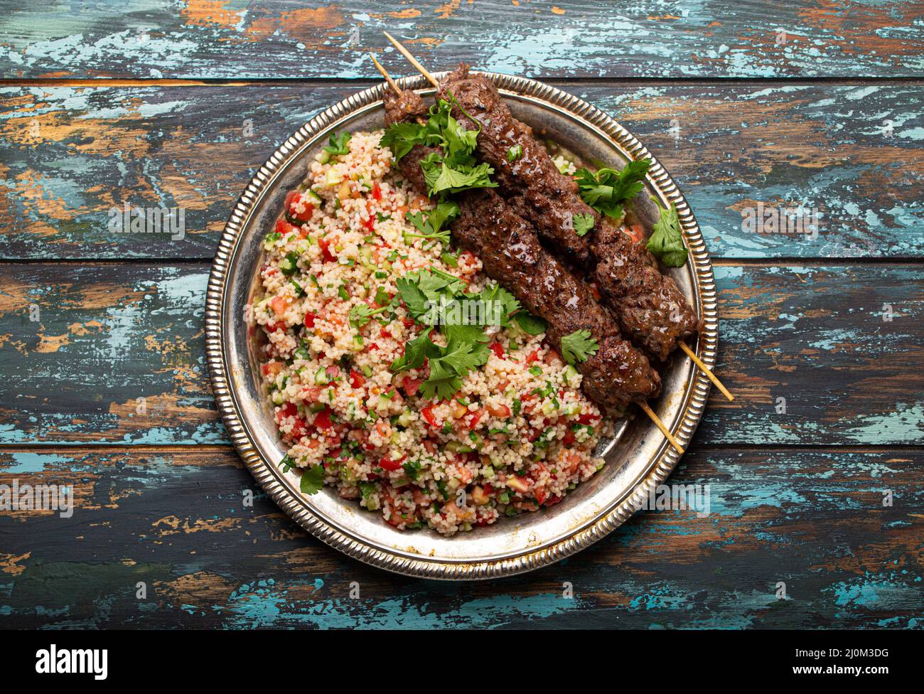 Arab Turkish kebab with tabbouleh salad Stock Photo Alamy