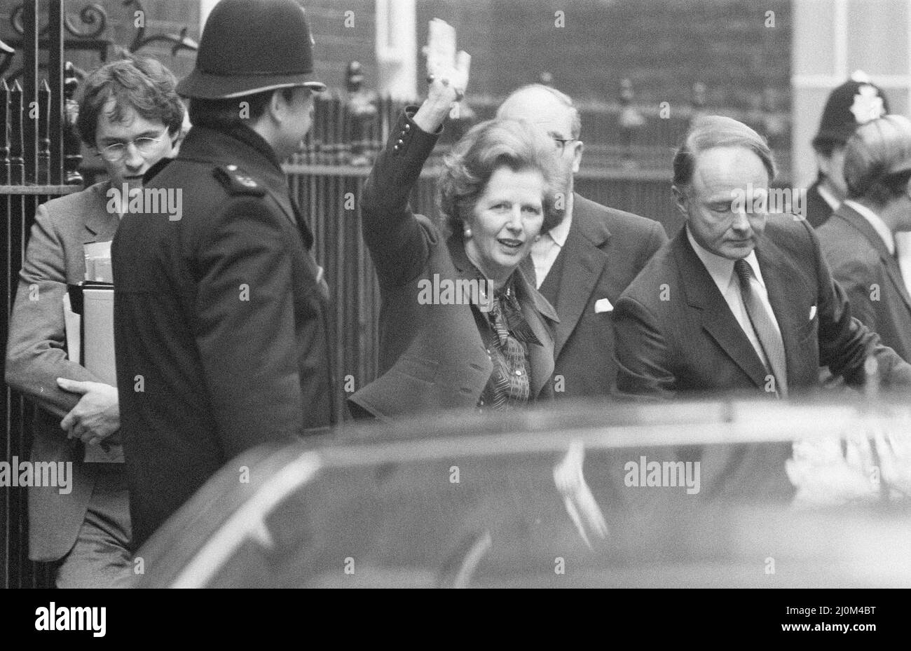 Margaret Thatcher PM pictured outside Downing Street, London, 30th ...