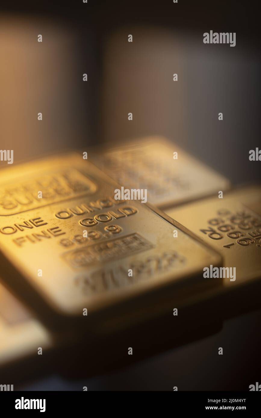 Gold bullion ingot bar Stock Photo Alamy