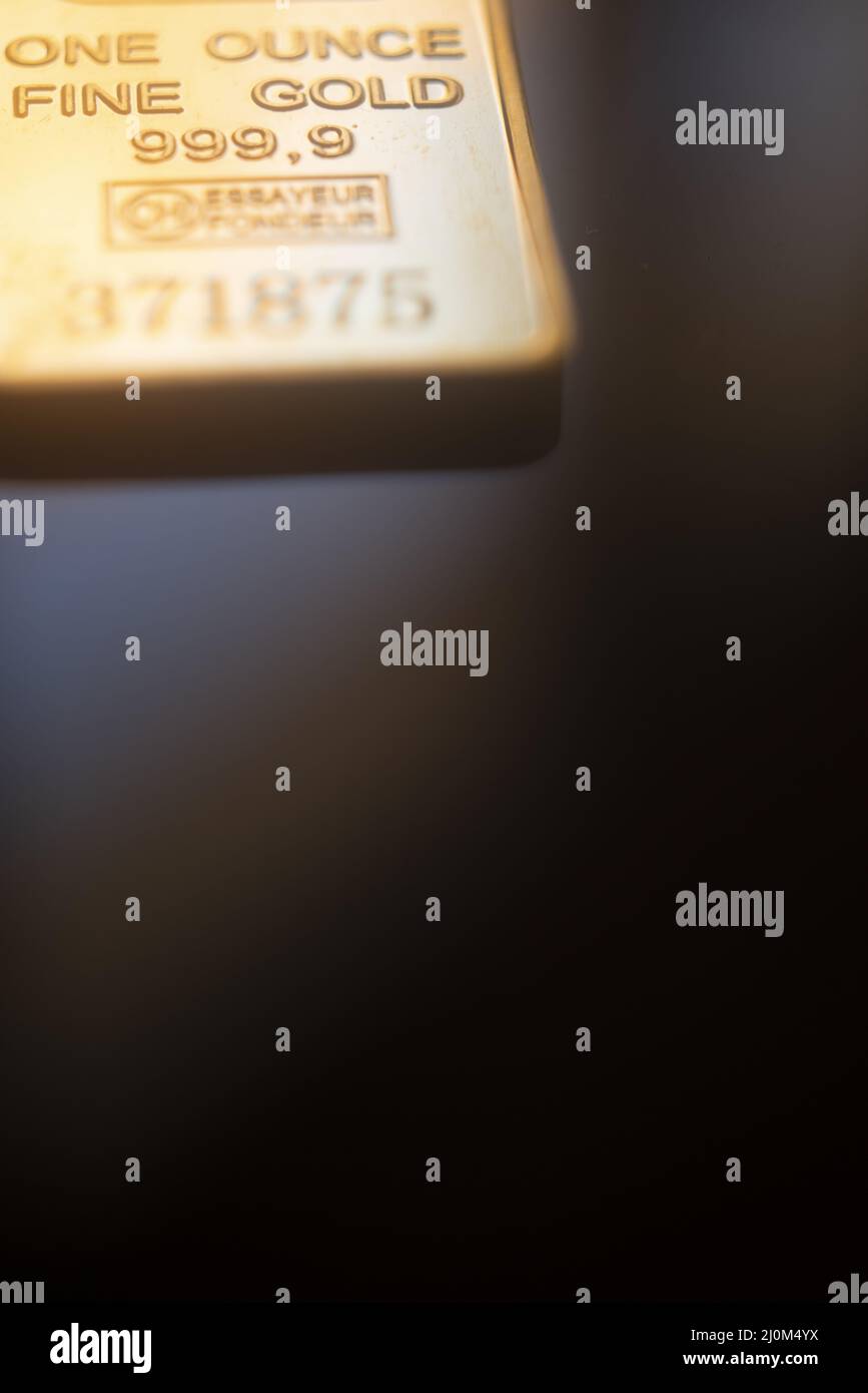 Gold bullion ingot bar Stock Photo Alamy