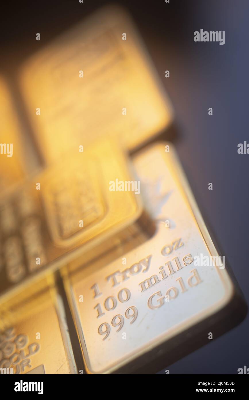 Gold bullion ingot bar Stock Photo Alamy