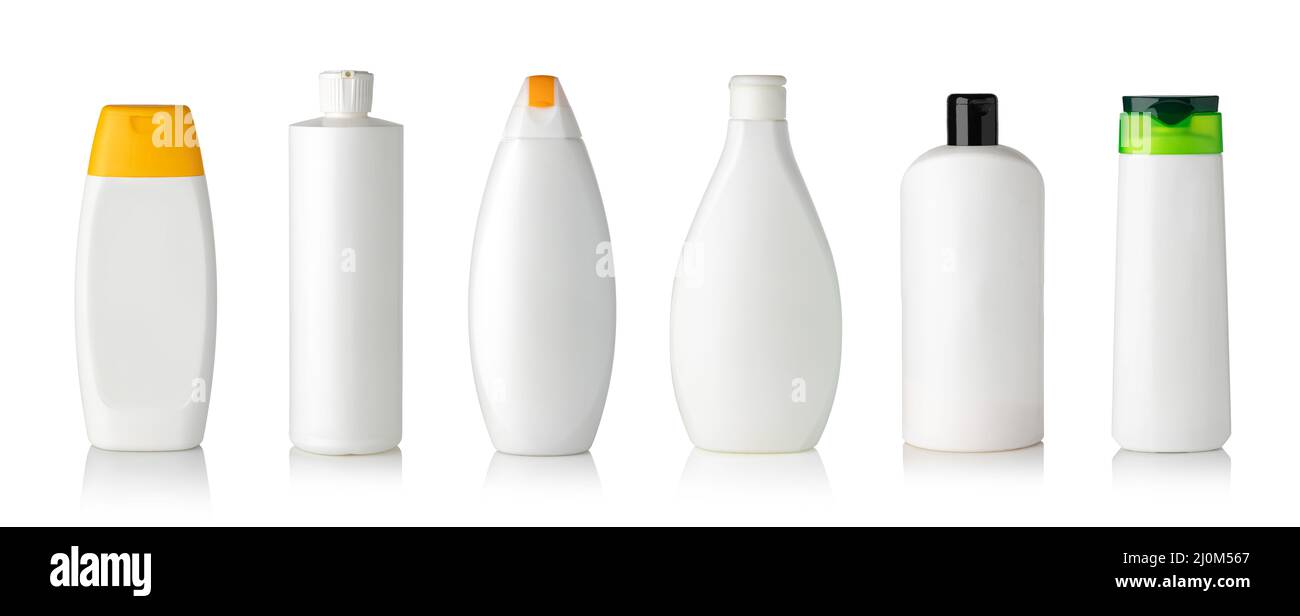 Plastic Shampoo Bottles Stock Photo