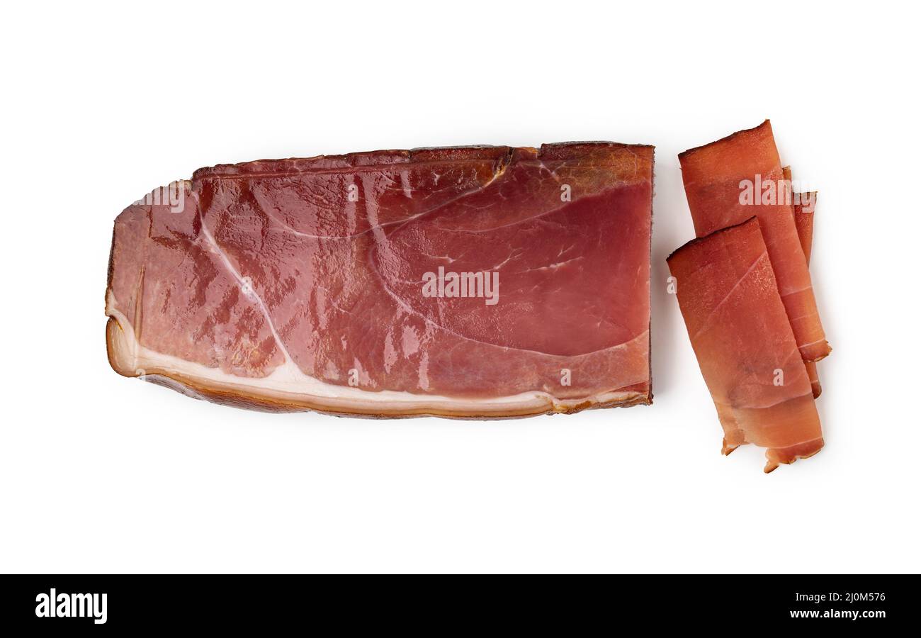 Italian prosciutto on a white Stock Photo Alamy