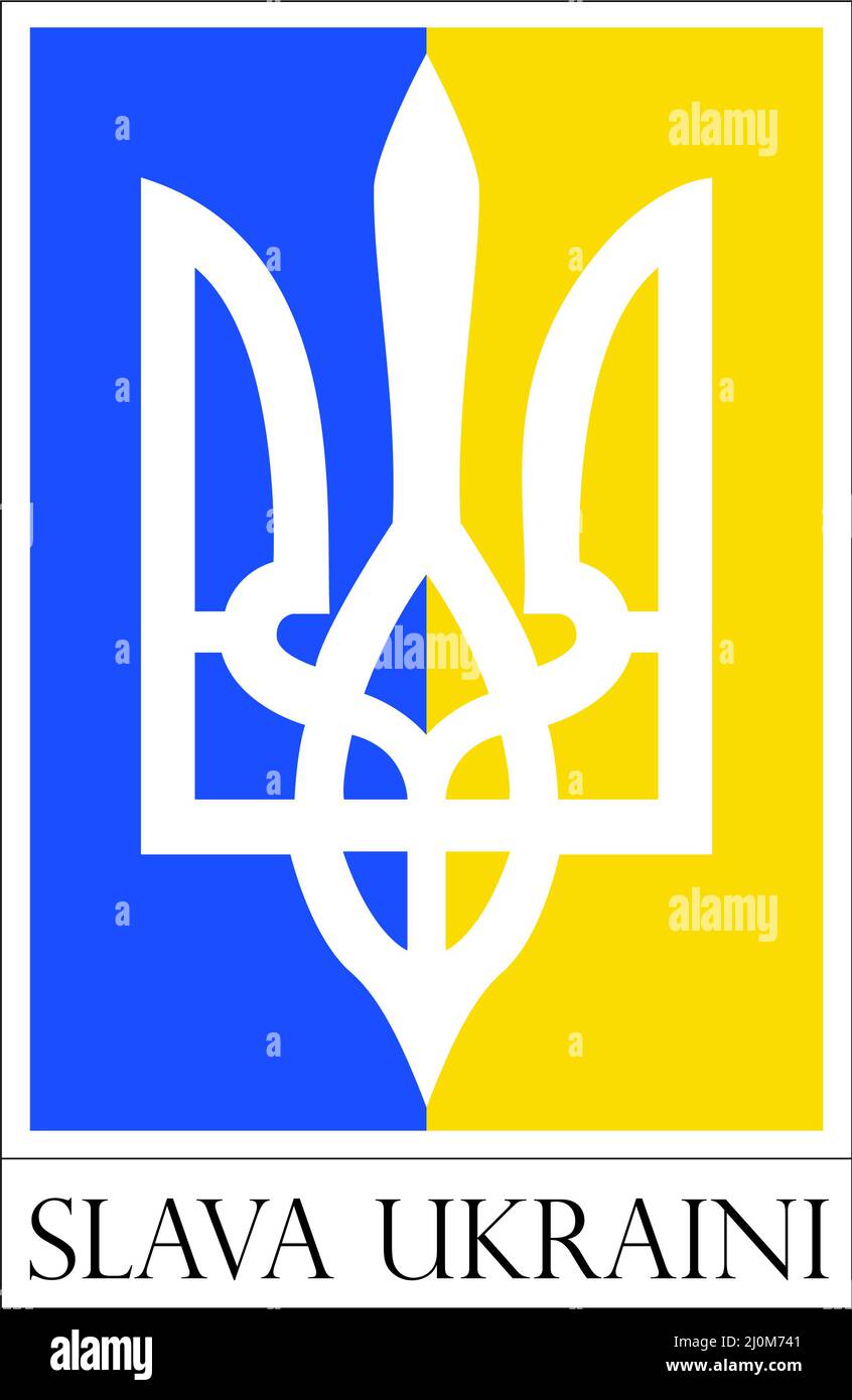 Ukraine Flag With Trident For Posters Prints Or Articles Stock Photo ukraine-flag-with-trident-for-posters-prints-or-articles-stock-photo